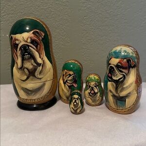 Hand-Painted Bulldog Nesting Doll